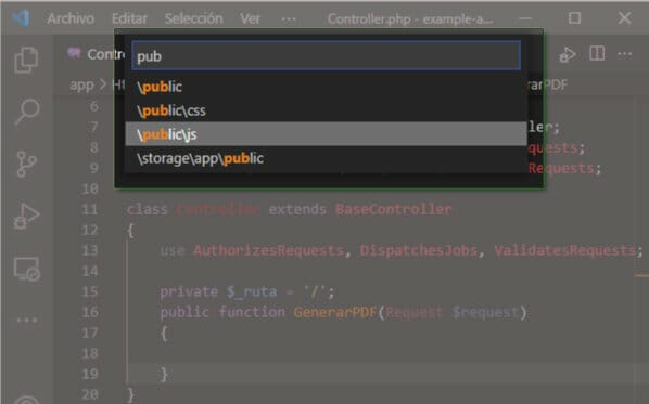 Seleccionar carpeta para crear un archivo en VSCode
